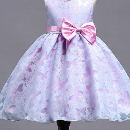 Printed Cloth Jewel Neckline Ball Gown Flower Girl..