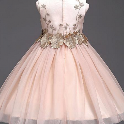 Tulle Jewel Neckline A-line Flower Girl Dress With..
