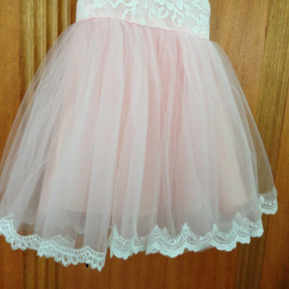 Pink Puffy Skirt Flower Girls Dresses At Wedding..