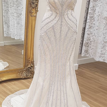 Mermaid White Prom Dress,sexy Open Back White..