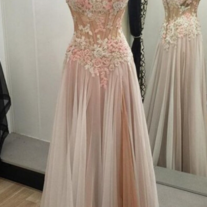 Appliques Prom Dress,custom Made Prom Dress,lace..