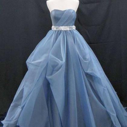Sweetheart Neck Deep Blue Tulle Long A-line Formal..