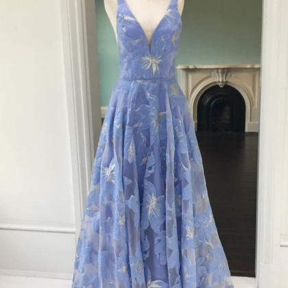 Princess Blue Long Prom Dress Party Dress