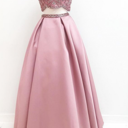 Two Piece Blush Pink Long Prom Dress, Gorgeous..