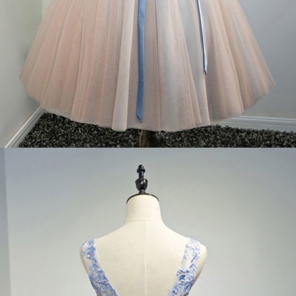 Sassy Wedding Unique Blue With Pink Short Formal..