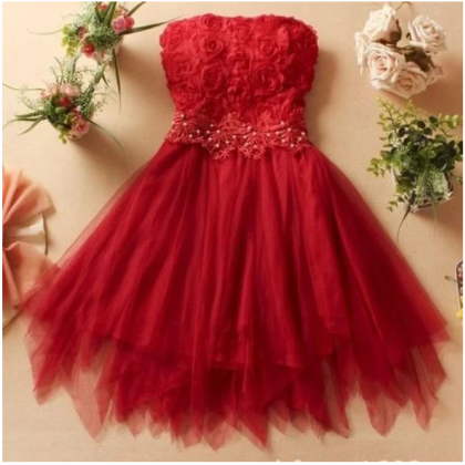 Sassy Wedding Cute Red Short Homecoming Dress Lace..