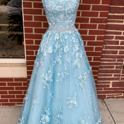 Sky Blue Prom Dress, Long Prom Dress, Prom Dress