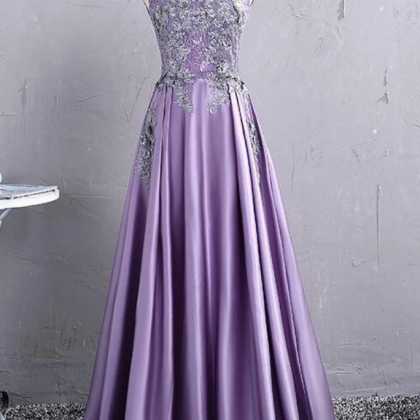 Long Satin Prom Dress, A-line Evening Gown