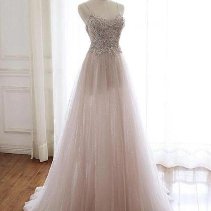 Beautiful Tulle Sweetheart Beaded Party Gown, Long..