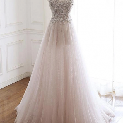 Beautiful Tulle Sweetheart Beaded Party Gown, Long..