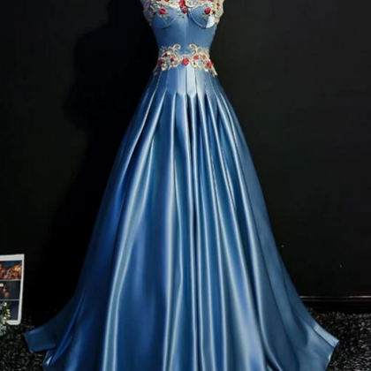 Sweetheart Satin Long Party Gown With Straps, Prom..
