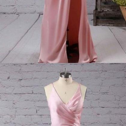 Pink Floral Sleeveless Side Slit Back Zipper Sheath Prom Dress