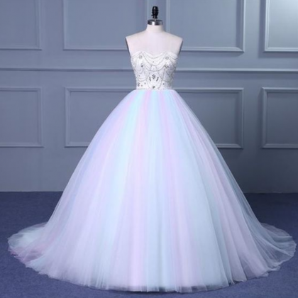 Unique Strapless Sweetheart A Line Wedding Dresses..