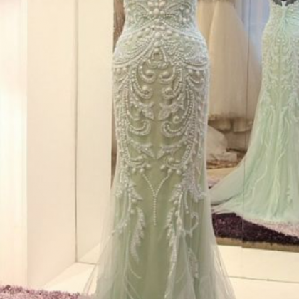 Mermaid Ivory Prom Dress,long Prom..