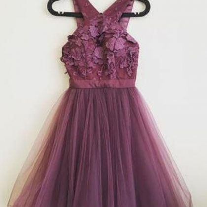 Cocktail Party Homecoming Dress Grape Lace..