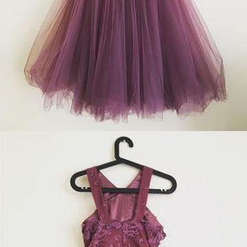 Cocktail Party Homecoming Dress Grape Lace..
