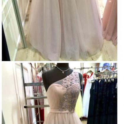 One Shoulder Prom Dresses ,a-line Decals Long Prom..