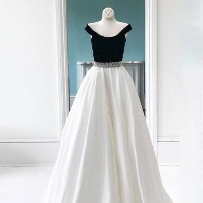 Simple White, Off Shoulder, Long Prom Dress,..