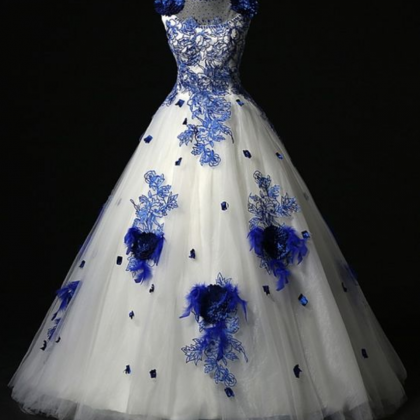 A-line Prom Dresses, Long Prom Dresses ,3d Flower..