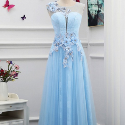 Prom Dresses A-line, 3d Flower Applique Prom..