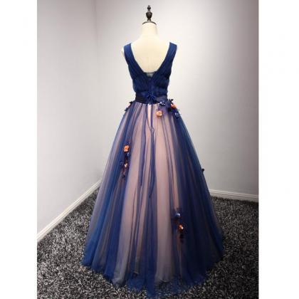 Beautiful Prom Dress V-neck Floor-length Ball Gown..