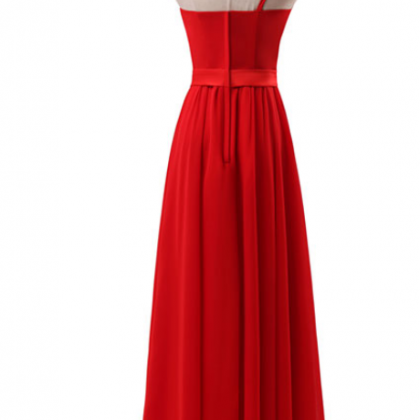Red Sleeveless Ball Gown, Formal Evening Gown, One..
