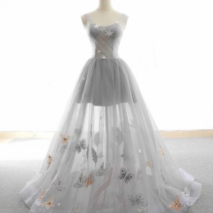 Cute Tulle Lace Prom Dress, Long Evening..