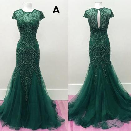 Fully Beaded Mermaid Prom Dresses 2017 Pageant..