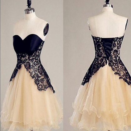 Sweetheart Lace Homecoming Dresses, Champagne..