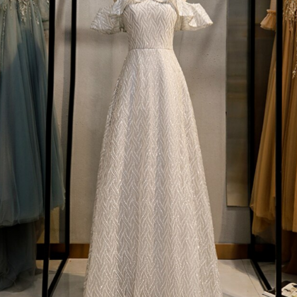 A-line Sequins Bateau Neck Long Prom Dress