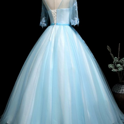Tulle Lace Prom Dresses,applique Sheer-straps..