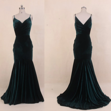 Velvet Bridesmaid Dress Green,2021 Mermaid Prom..