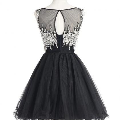 Black Prom Dress,beaded Prom Dress,mini Prom..