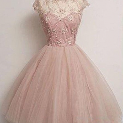 Beaded Prom Dress,pink Prom Dress,mini Prom..
