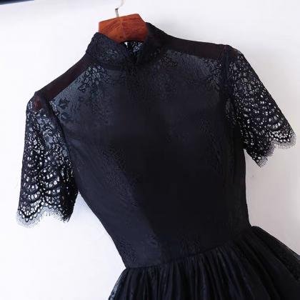 Black Evening Dress, Style, Lace Short Dress, High..