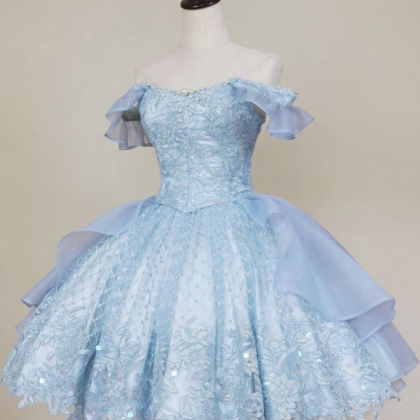 Vintage Blue Lace Homecoming Dresses,off The..