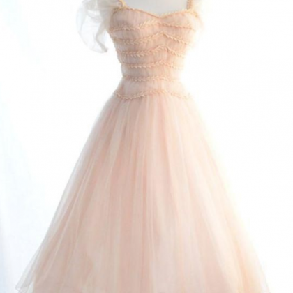 Charming A-line Spaghetti Straps Pink Tulle..