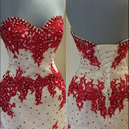 Red Lace Homecoming Dresses,mermaid Sweetheart..