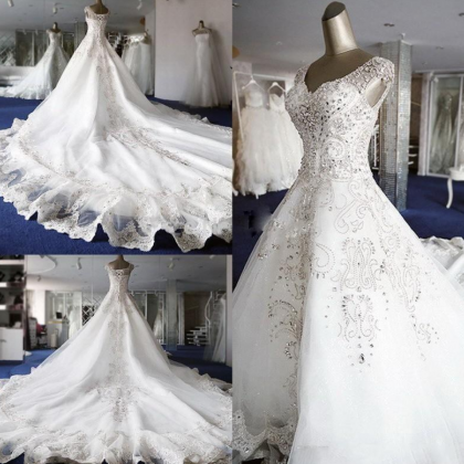 Designer Wedding Dresses Luxury Crystals Beading..