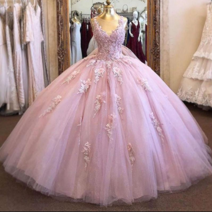Real Image 2021 Sheer Neck Pink Quinceanera Dress..