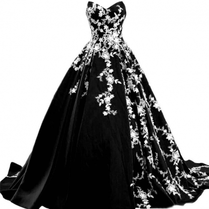 Vintage Gothic Black And White Wedding Dresses..