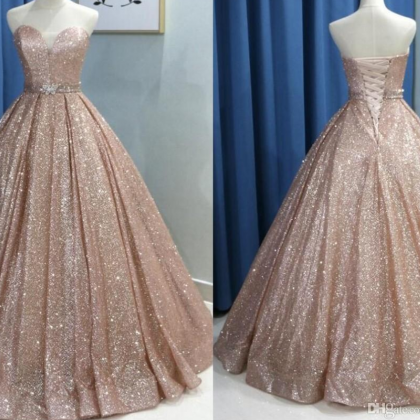 Fashion Rose Gold 2022 Prom Quinceanera Dresses..