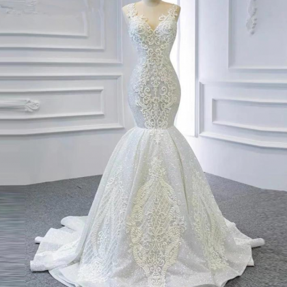 Sparkly Sequins Mermaid Wedding Gowns With 3d..