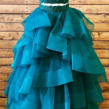 Two Piece Prom Dress, Green Prom Dress, Off The..