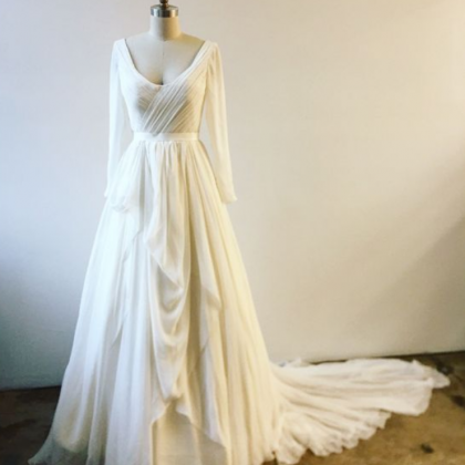 White Prom Dress,long Sleeve Prom Dress,fashion..