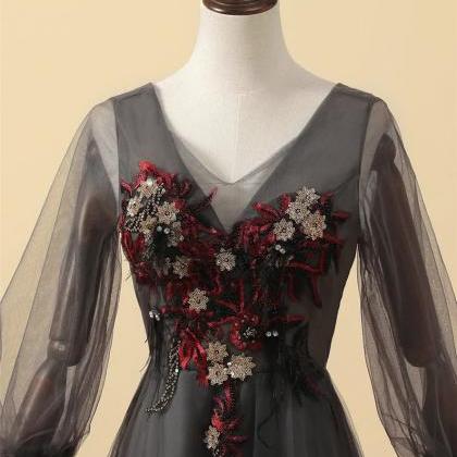 Prom Dresses V-neck Wedding Dress Beading Lace..