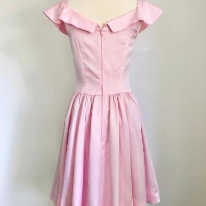 Vintage 80s Pink Dress With Drop Waist | Pleated..