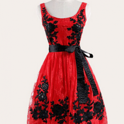 Gorgeous Red Lace Embroidery Party Dresses With..