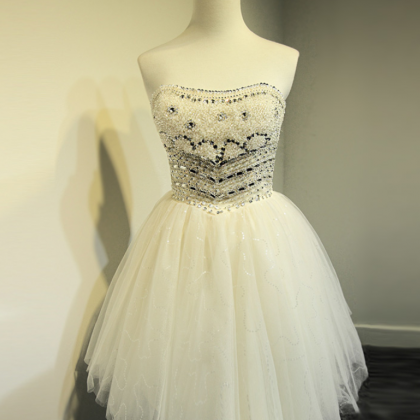 Short Prom Dress , Light Champagne Prom Dress ,..