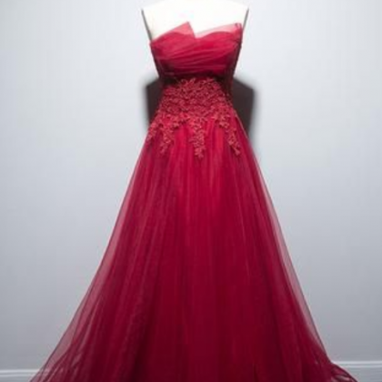 Red Prom Dress,a-line Evening Dresses,tulle Prom..